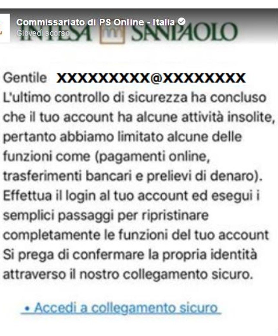 L'avvertimento della polizia postale L'avvertimento della polizia postale