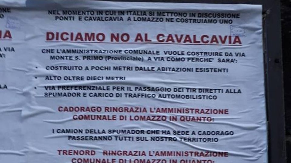 Lomazzo, manifesto contro il cavalcavia «Rischiamo di ritrovarci un ecomostro» Lomazzo, manifesto contro il cavalcavia «Rischiamo di ritrovarci un ecomostro»