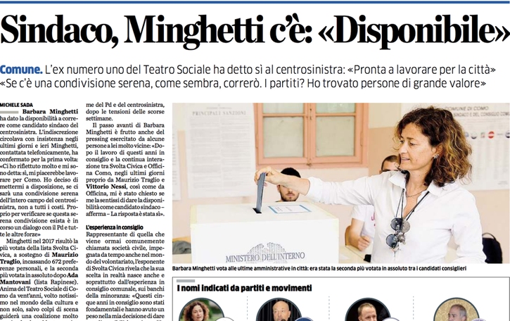 Sindaco, Minghetti ha detto sì È lei il candidato del centrosinistra