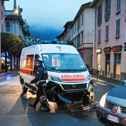 Scontro tra auto e ambulanza in viale Recchi a Como