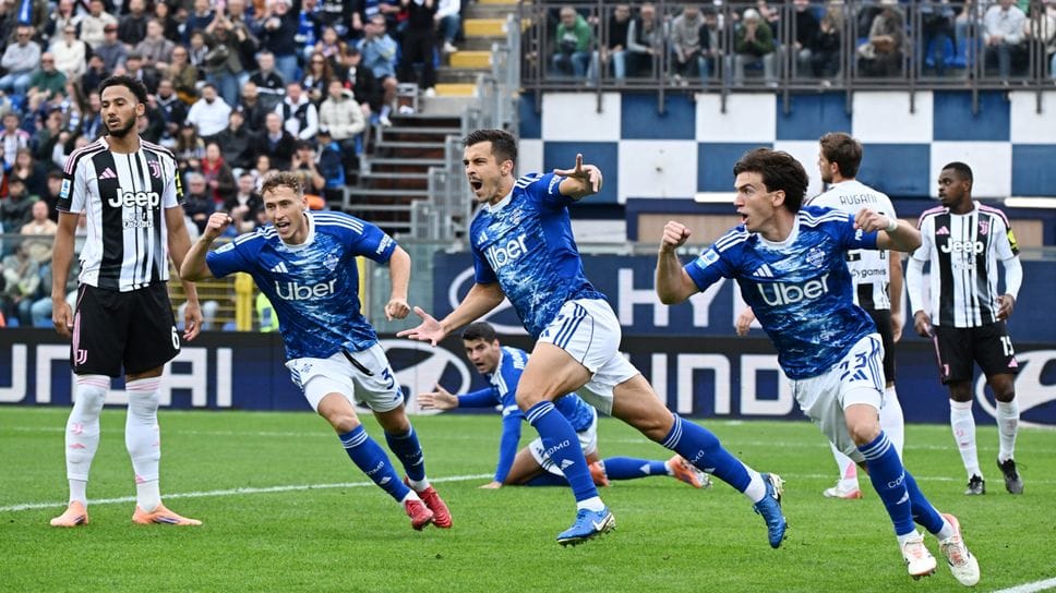L’esultanza dopo il gol di Kempf alla Juve