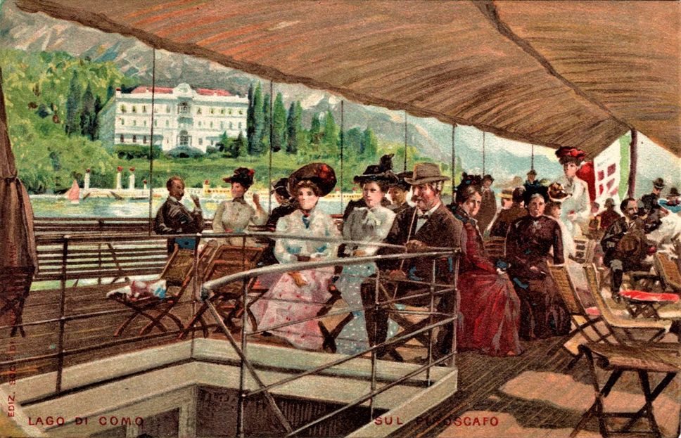 “Sul piroscafo”, cartolina illustrata del 1900, caratterizza il mese di giugno