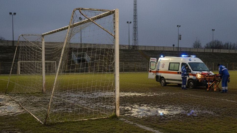 Un’ambulanza in campo dopo una lite