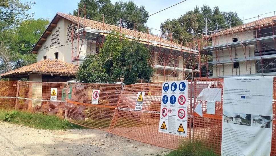 Il cantiere per la riqualificazione di Cascina Mordina