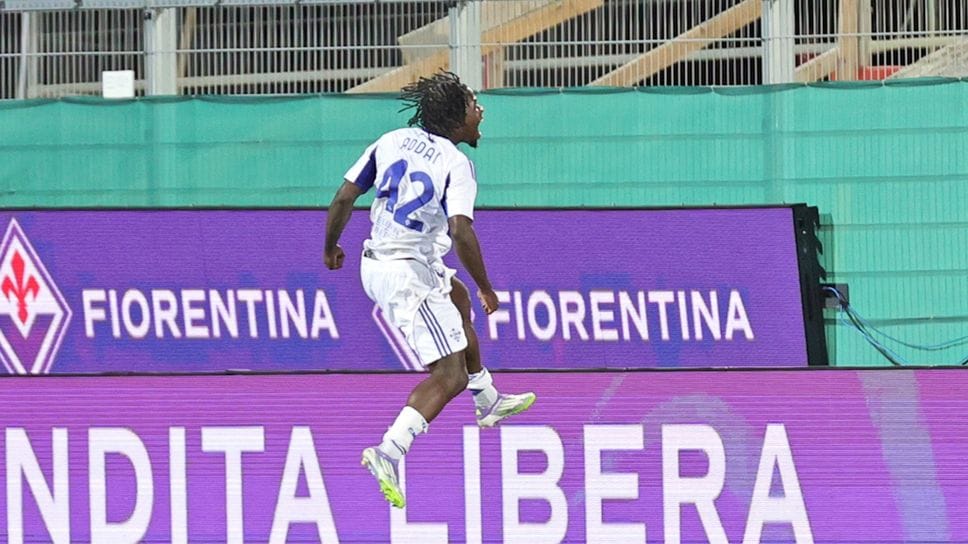 L’esultanza di Jayden Addai, a segno in campionato contro la Fiorentina