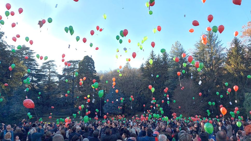 Una manifestazione natalizia con il lancio dei palloncini  (Archivio)