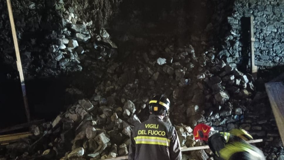 La porzione di parate crollata