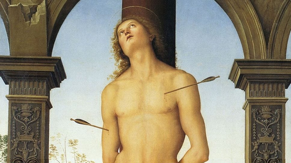 Pietro Perugino, “San Sebastiano”, olio su tavola di quercia, 1495, Museo del Louvre, Parigi