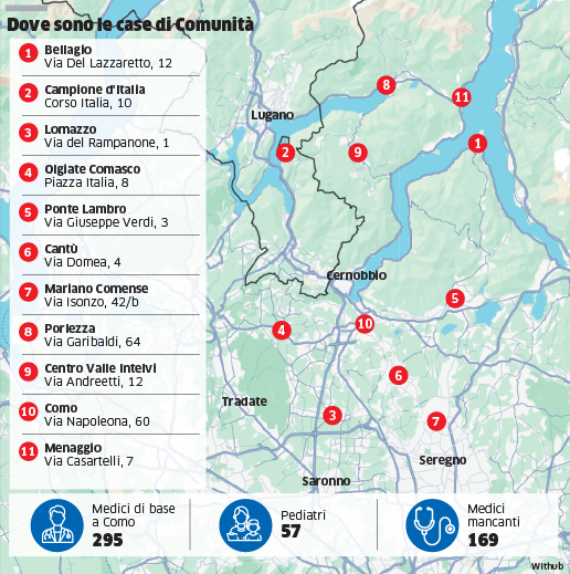 Dove sono le case di comunità in provincia di Como