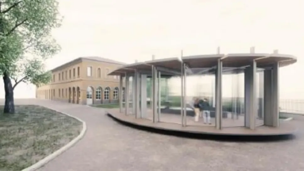 Villa Calvi e la futura struttura esterna Villa Calvi e la futura struttura esterna