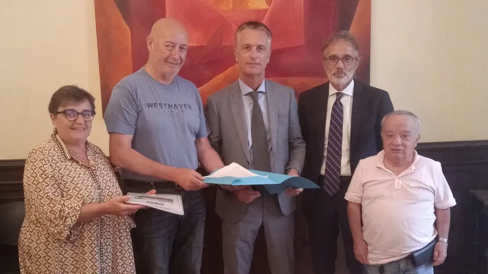 Da sinistra Monica Bordoli, il sindaco Pietro Orletti, il prefetto Corrado Conforto Galli, il questore Marco Calì e Giambattista Bordoli