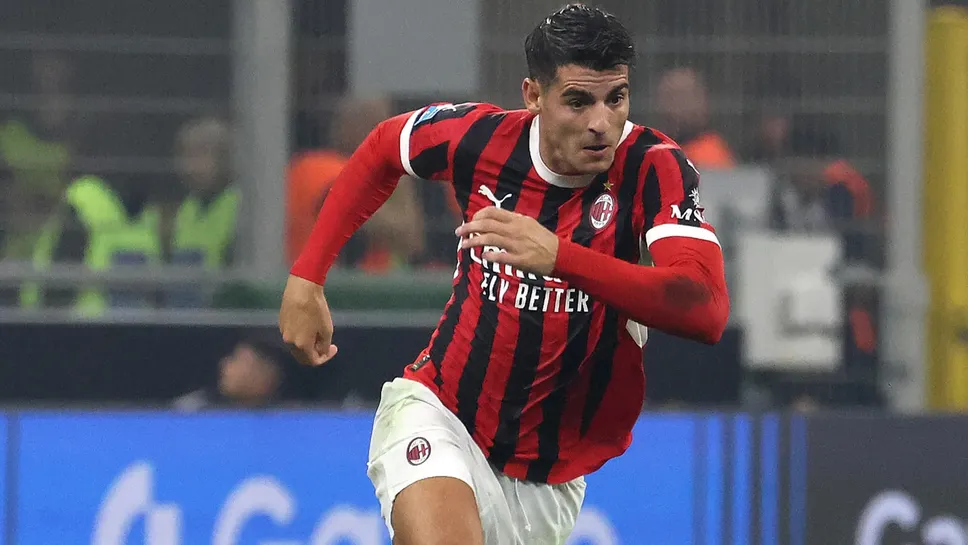 Alvaro Morata in maglia rossonera del Milan