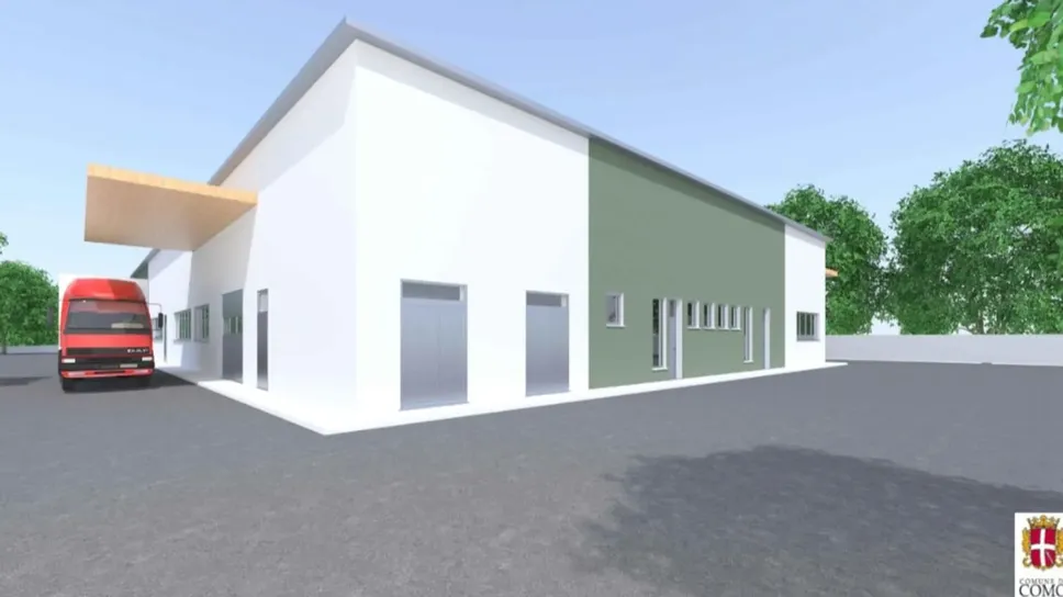 Uno dei rendering mostrati a Palazzo Cernezzi dalla società incaricata di realizzare la struttura