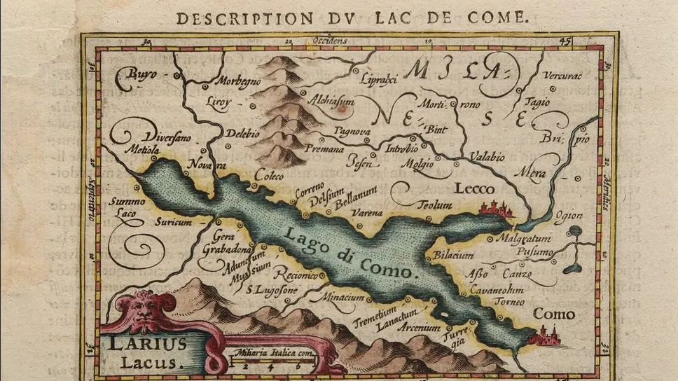 Carta geografica del Lago di Como incisa e stampata ad Amsterdam da Jodocus Hondius nel 1618