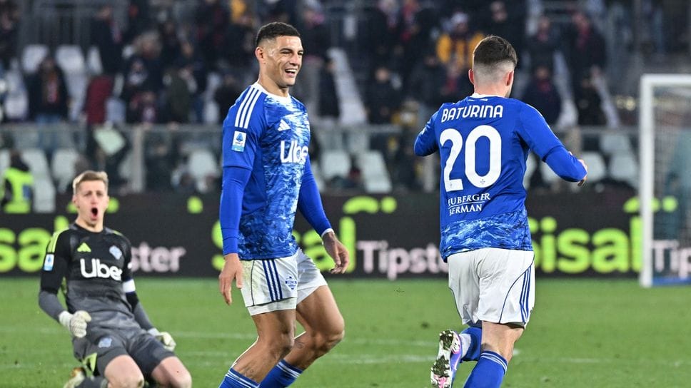 L’esultanza di Baturina insieme a Diego Carlos e Butez