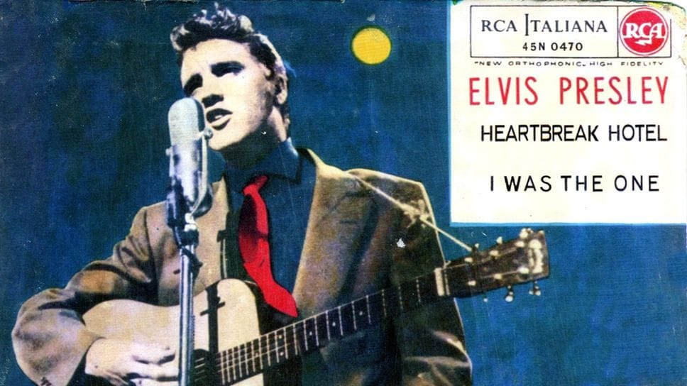 La cover del singolo “Heartbreak hotel” che compie 70 anni nel 2026