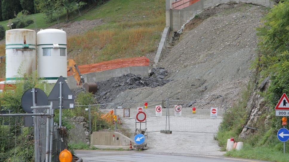 Il cantiere della Variante a Griante
