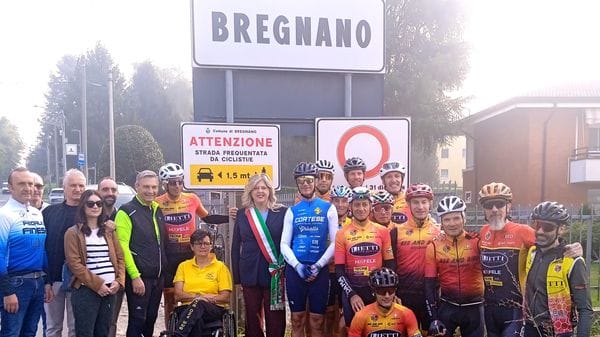 Bassa comasca  “in sicurezza” per i ciclisti:  a Bregnano l’ultimo cartello dedicato