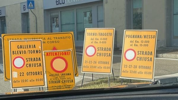 Raffica di chiusure notturne sulla Lariana: si parte lunedì con le asfaltature a Torno