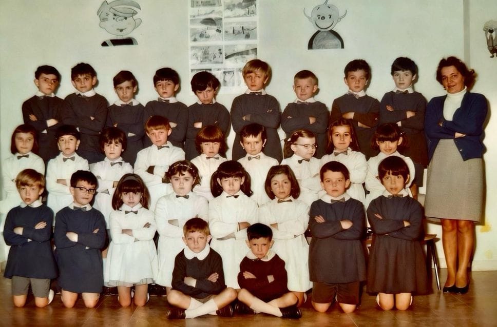 La prima classe elementare del 1969 di via De Gasperi. Cantù