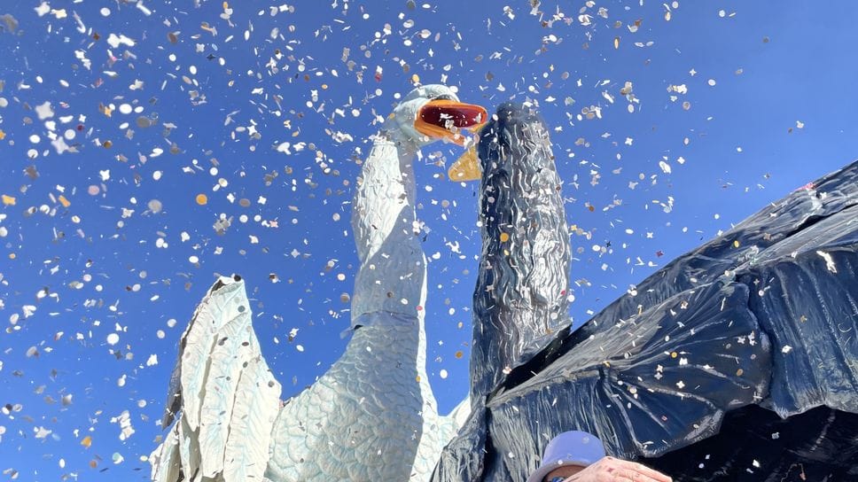 Il carro del Lisandrin in un turbine di coriandoli