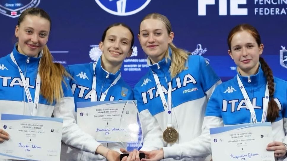 Martina Molteni (seconda da sinistra) Campionessa d’Europa a squadre per la categoria Cadetti