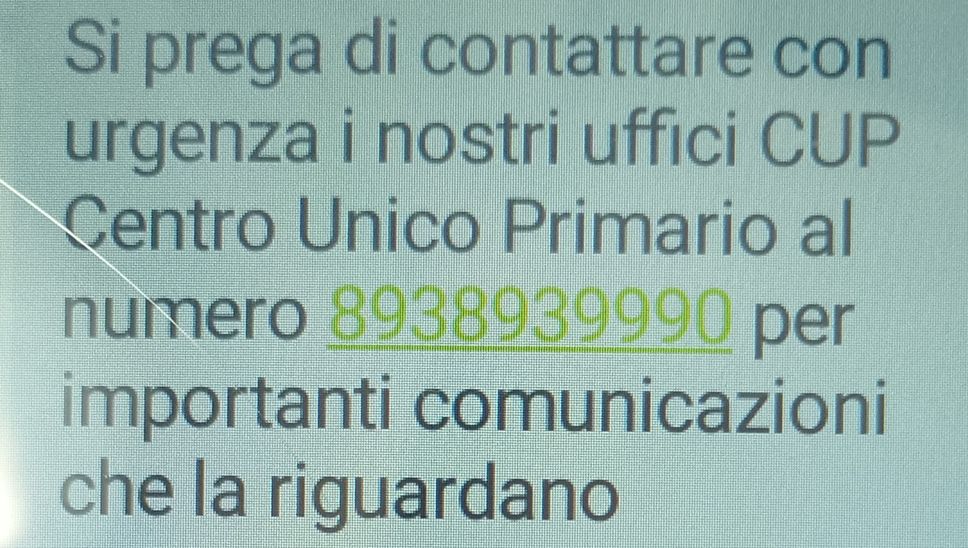 Un messaggio truffa