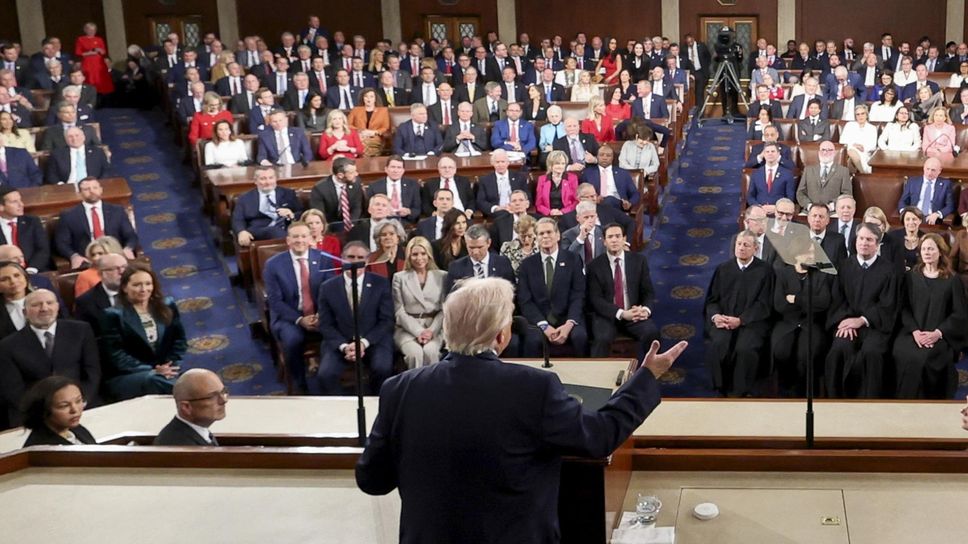 Un momento del discorso di Trump sullo stato dell’Unione