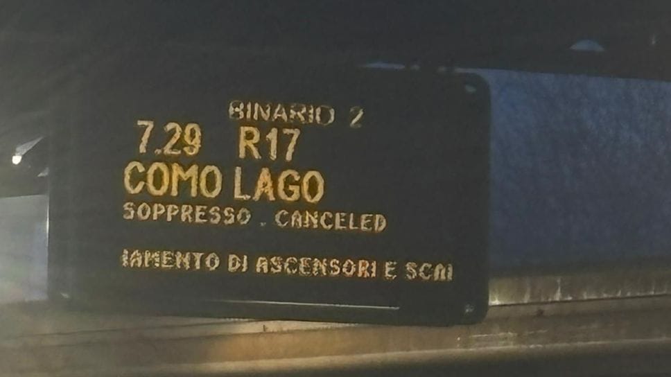 Soppresso il treno delle 7.29 da Fino Mornasco verso Como Lago