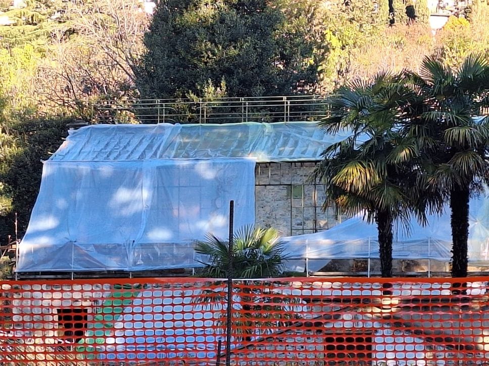 Il cantiere delle serre di Villa Olmo a fine dicembre 2025