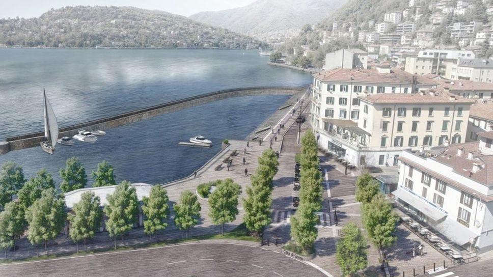 Un rendering relativo alla trasformazione che interesserà piazza Matteotti e il Lungolario