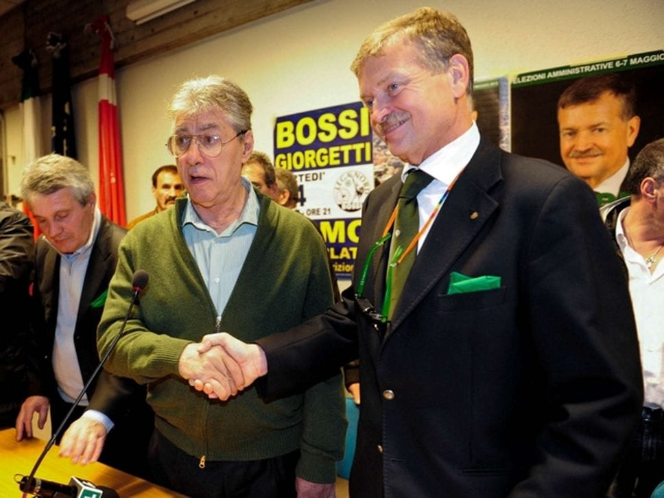 Como Umberto Bossi alla circoscrizione 3 a sostegno del candidato della Lega Nord Alberto Mascetti