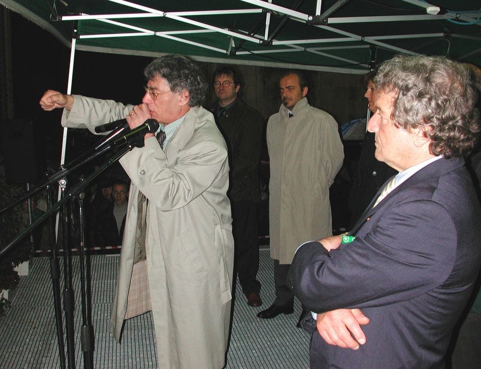 Como comizio di Umberto Bossi segretario Lega Nord