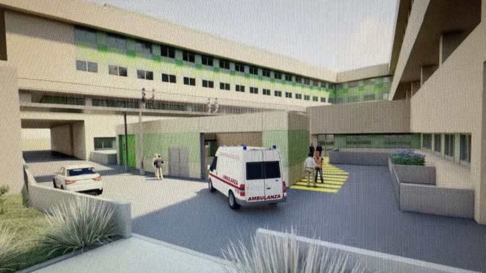Il rendering della nuova “camera calda” per le ambulanze al Sant’Anna