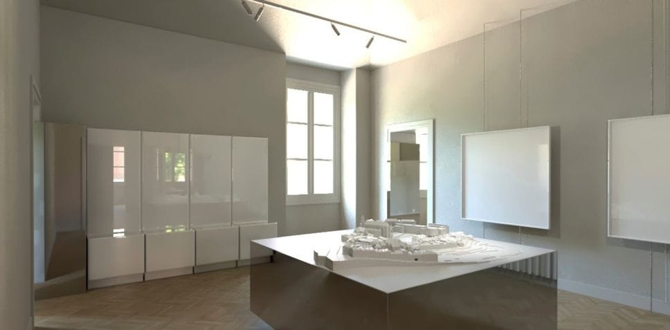 Il rendering mostra come potrebbe essere un interno di Villa Calvi