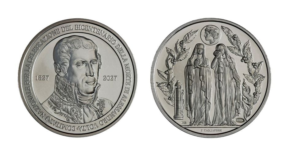 Ieri è stato presentato anche il conio della medaglia ufficiale delle manifestazioni voltiane del 2027