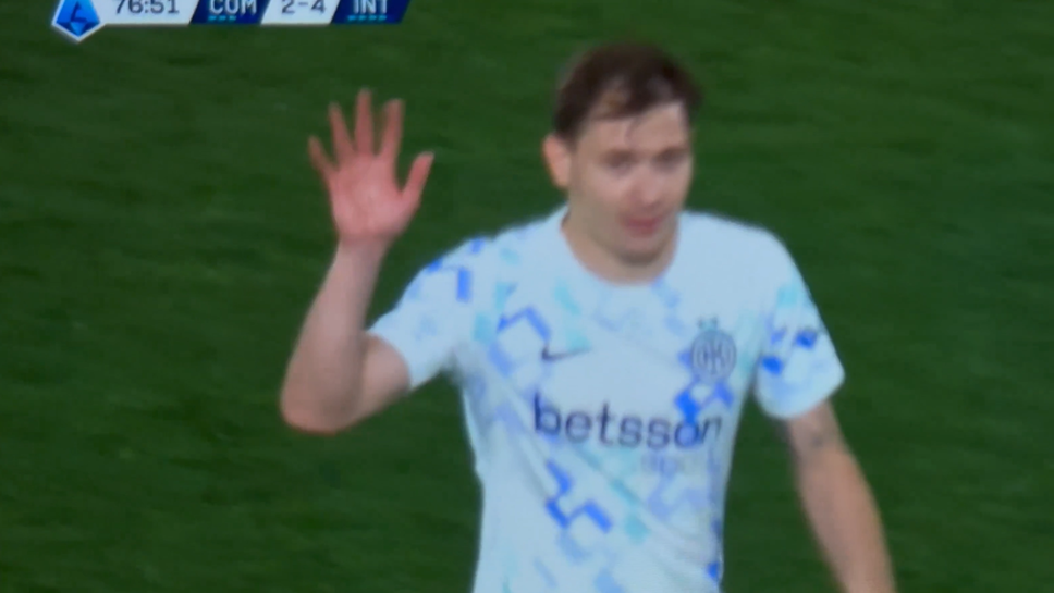 Como-Inter, scoppia il “caso Barella”: esce dal campo e saluta con la mano. Ma secondo i tifosi comaschi indicava i quattro gol 