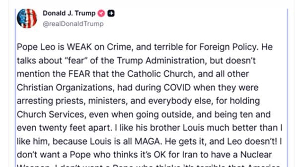 Trump attacca il Papa: «Debole sul fronte della criminalità e pessimo in politica estera»