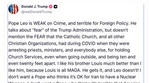 Trump attacca il Papa: «Debole sul fronte della criminalità e pessimo in politica estera»