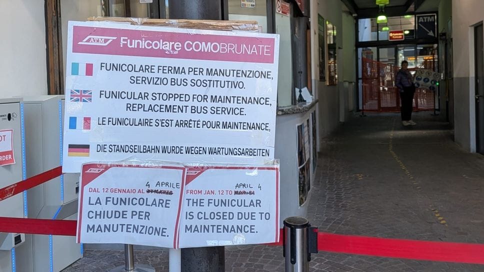 Como, nella settimana di Pasqua la funicolare è ancora chiusa