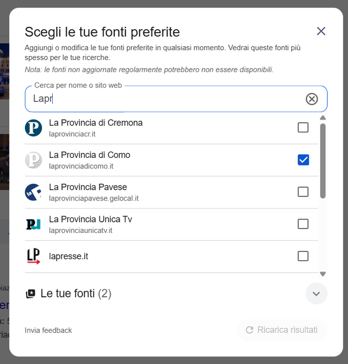 Le notizie de La Provincia di Como anche da Google: inserisci il nostro sito come fonte preferita