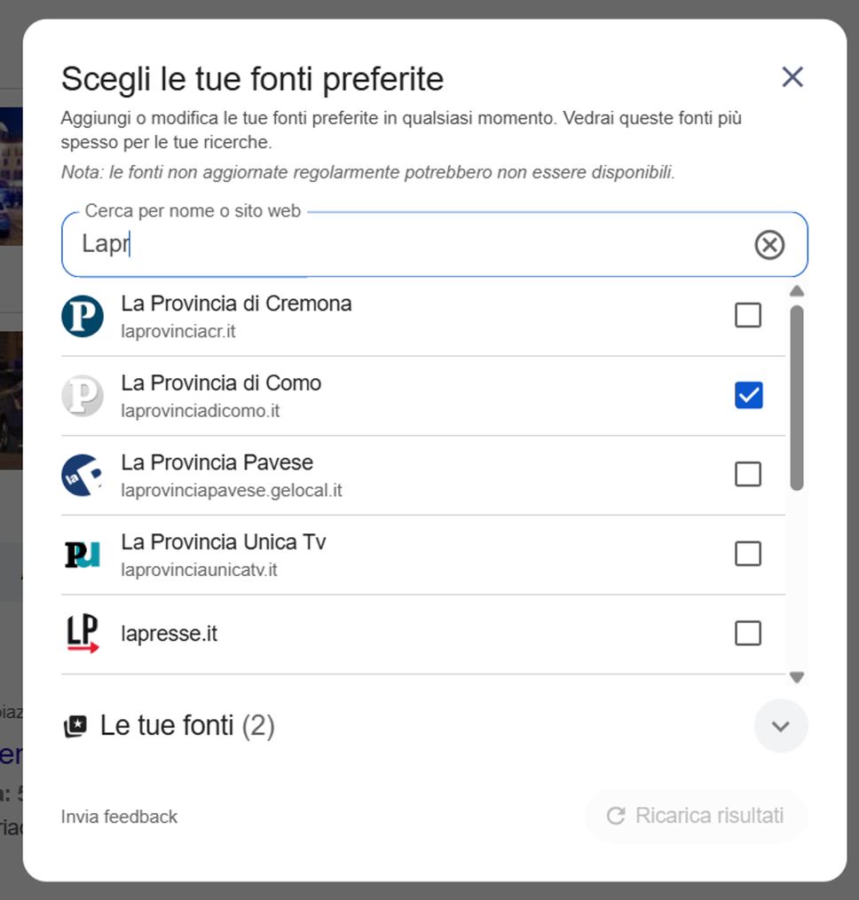Le notizie de La Provincia di Como anche da Google: inserisci il nostro sito come fonte preferita