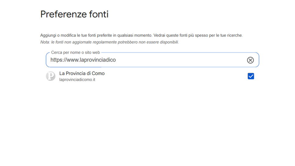 Le notizie de La Provincia di Como anche da Google: inserisci il nostro sito come fonte preferita