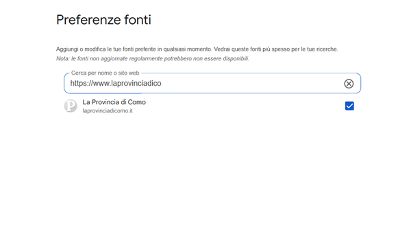 Le notizie de La Provincia di Como anche da Google: inserisci il nostro sito come fonte preferita