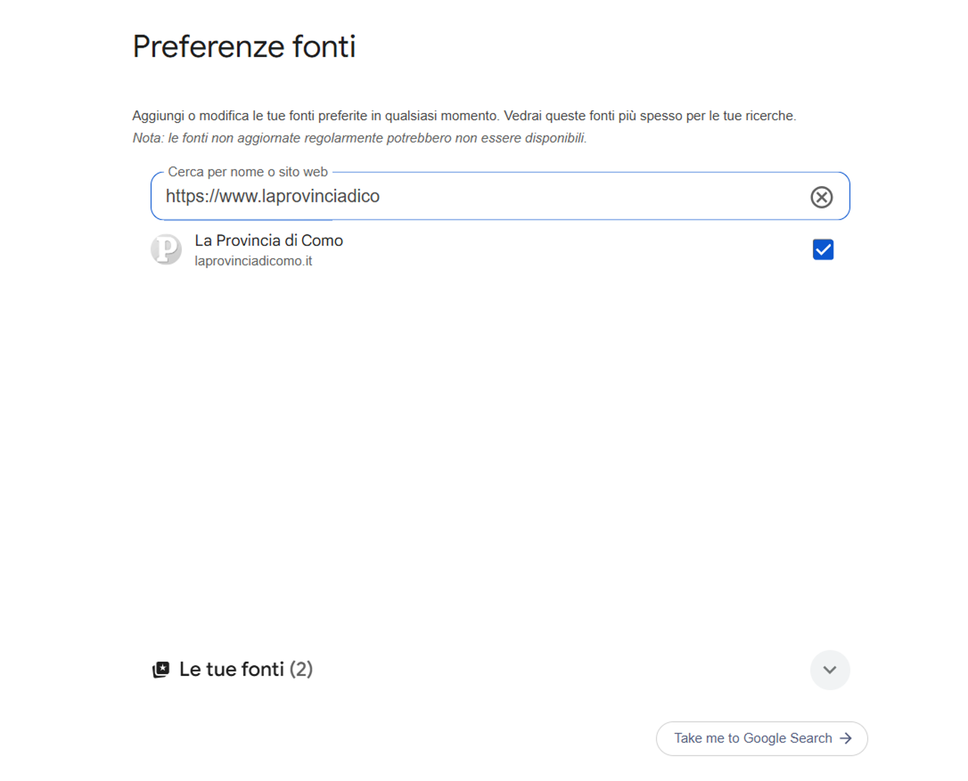 Le notizie de La Provincia di Como anche da Google: inserisci il nostro sito come fonte preferita