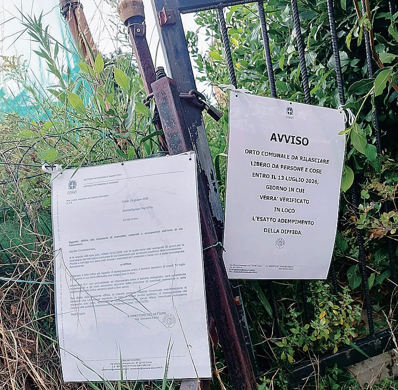 Il Comune sgombera gli orti sociali e diffida i pensionati di Rebbio