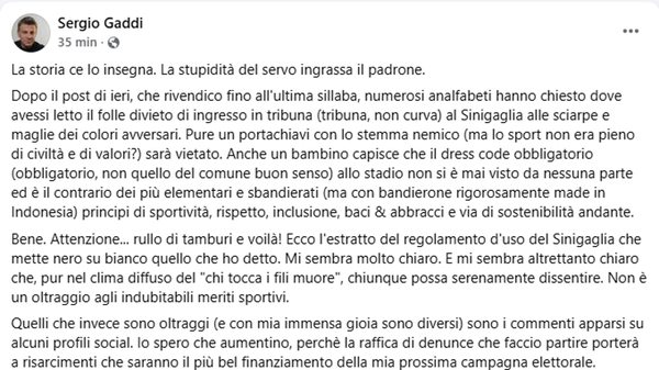 Gaddi critica le nuove regole di Suwarso e viene insultato sui social: «Ora denuncio»