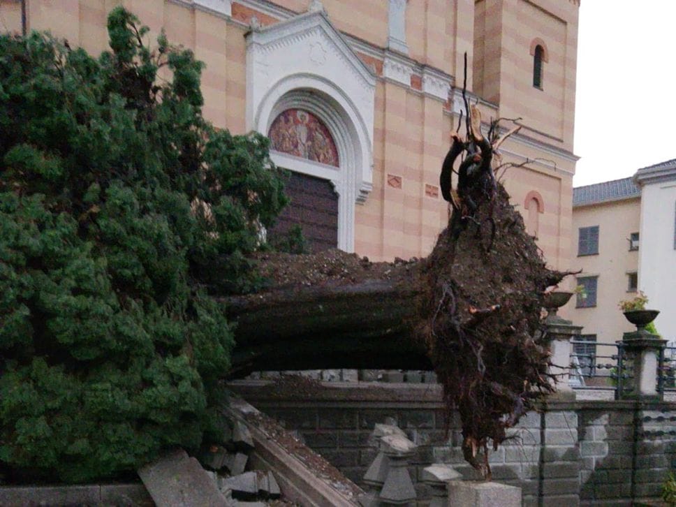 Maltempo, alberi caduti, blackout e danni. Voragine sulla Dongo - Garzeno